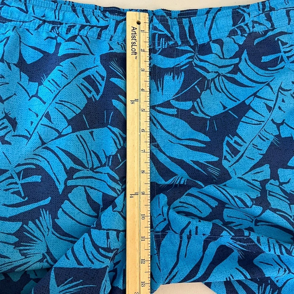 Eddie Bauer Mens Blue Tropical Palm Leaf Print Swim‎ Trunks Mesh Lining Size M